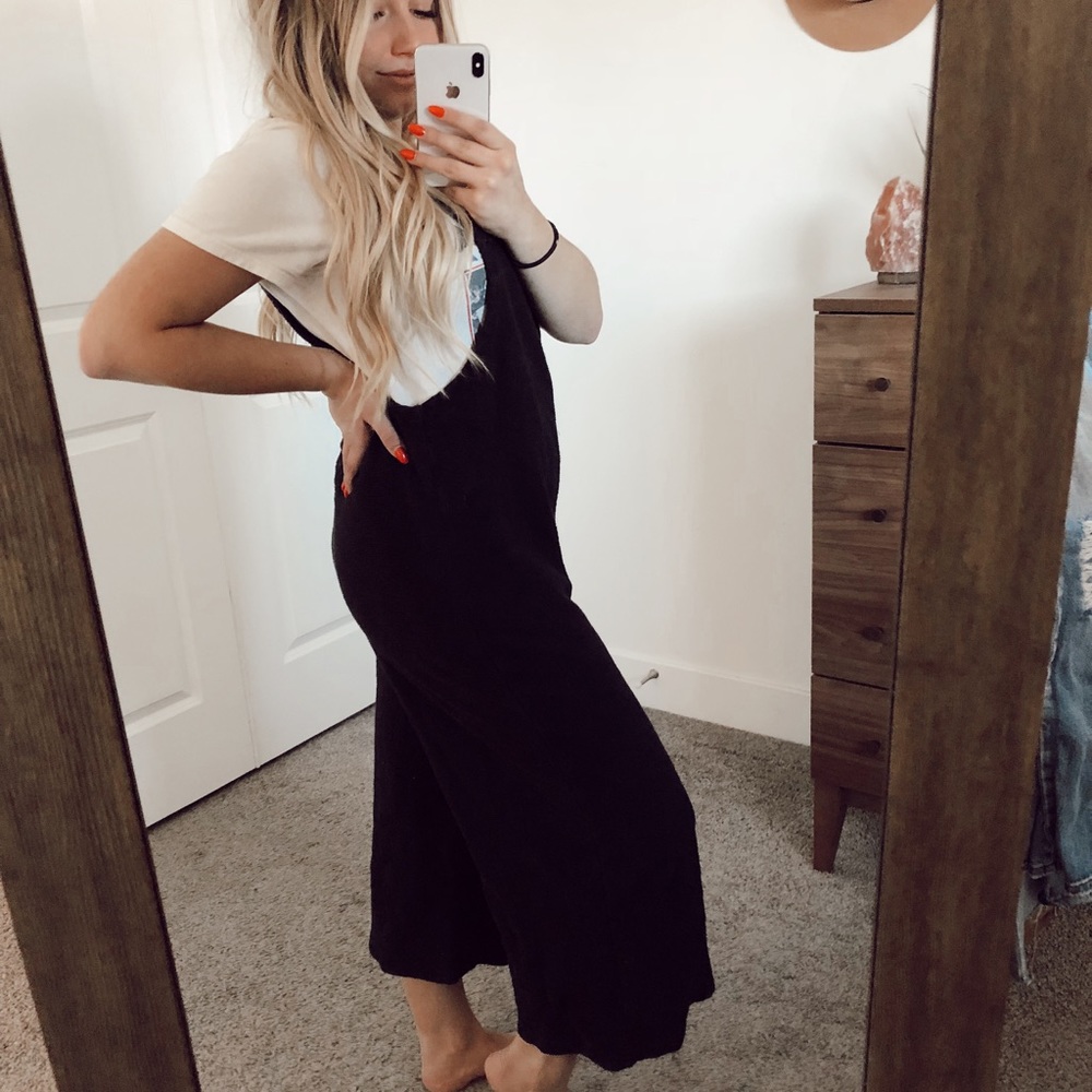 Cotton black wide leg jumper